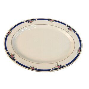 Royal Majestic Fine China Oval Serving Platter Morning Rose 8433 Floral Gold Tri
